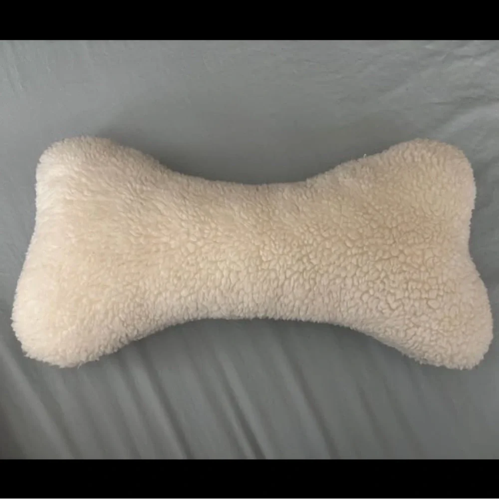 Bone-Shaped Sherpa Throw Pillow - Cream
